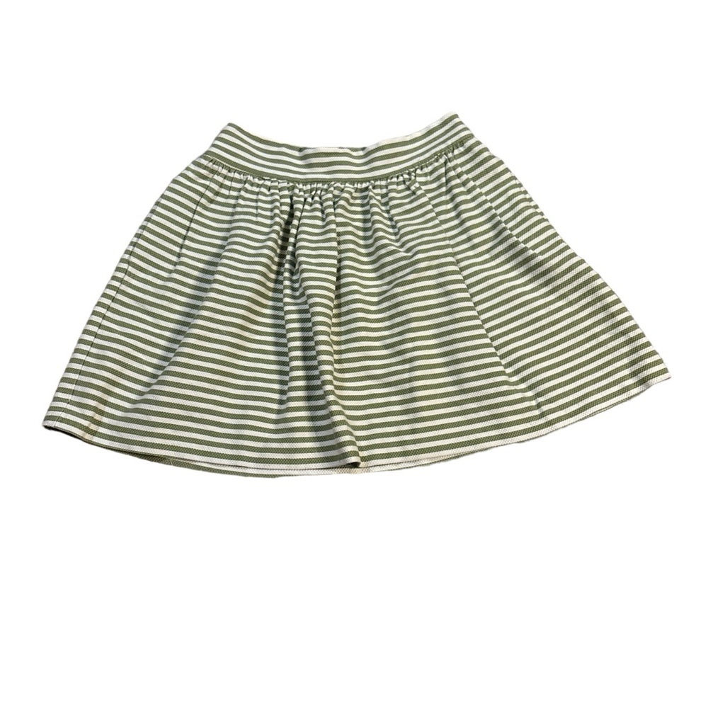 Anthropology Pins and Needles Pleated Miniskirt Green and White Stripes Size 4 - Picture 1 of 8